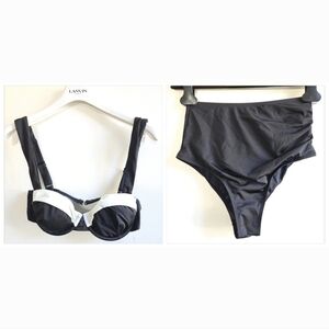 New Peony Swimwear Keepsake Balconette Top/Ruched Staple Hi Stretch Bottoms Set